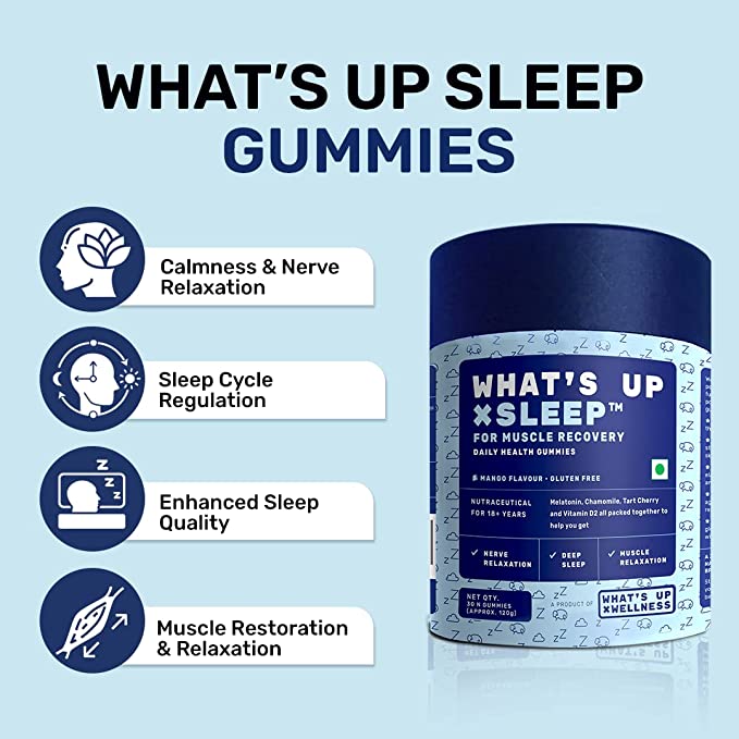What’s Up Wellness Melatonin Sleep Gummies for Muscle Recovery & Nerve Relaxation
