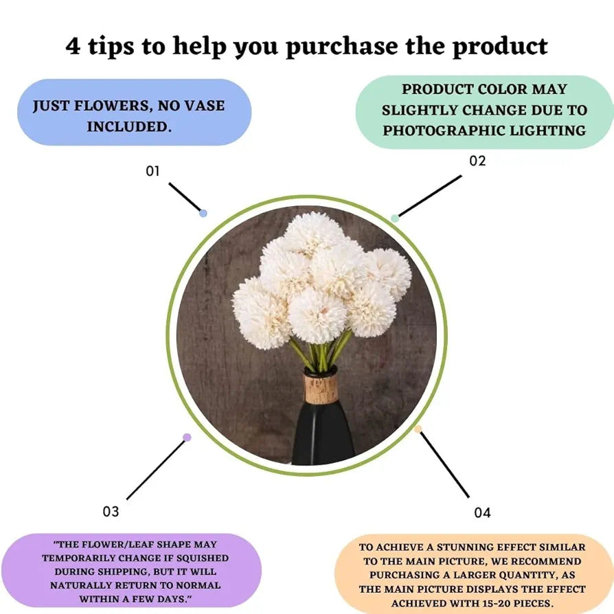 Artificial Chrysanthemum Hydrangea Ball Flower Sticks Pink