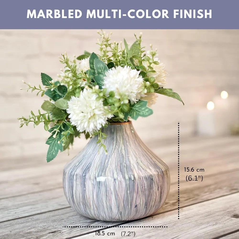 Behoma Metal Oval Flower Vase Off Multicolour Cosmic Large Flowers not Included