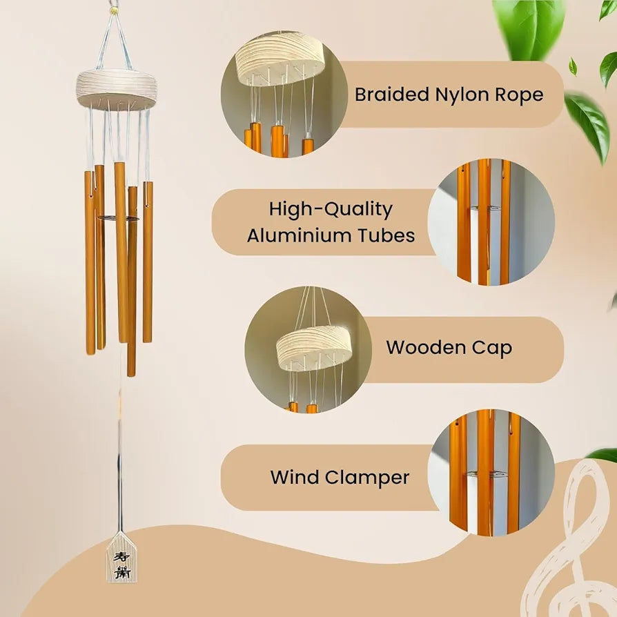 Plus Value 5 Pipe Wind Chimes for Balcony Feng Shui Metal Hanging Bells Big Size