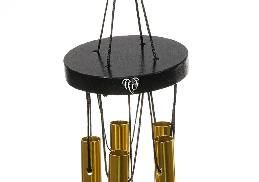 Tej Gifts Feng Shui Metal Wind Chime with Om Printed 5 Pipes Golden Medium