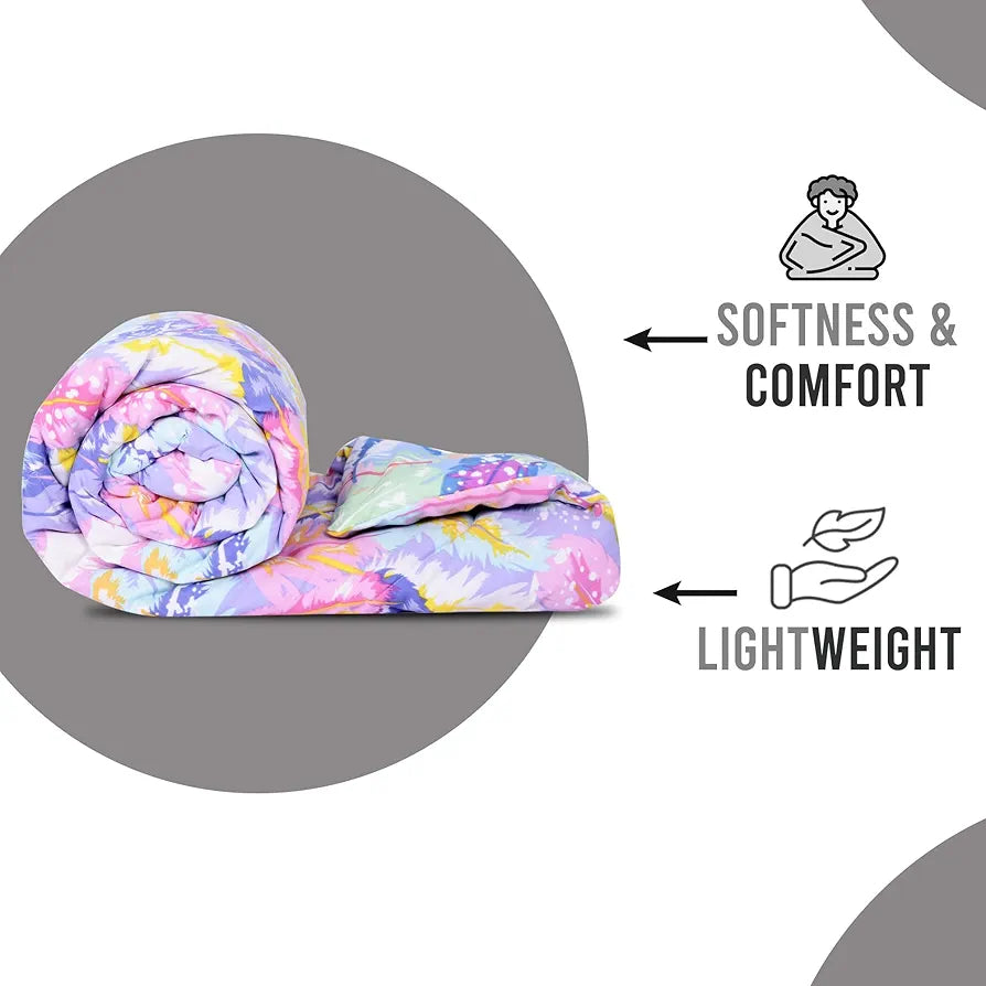 Divine Casa Microfiber 150 GSM Reversible Double Bed Comforter Ultra Soft & Lightweight Blanket Colour Multicolor