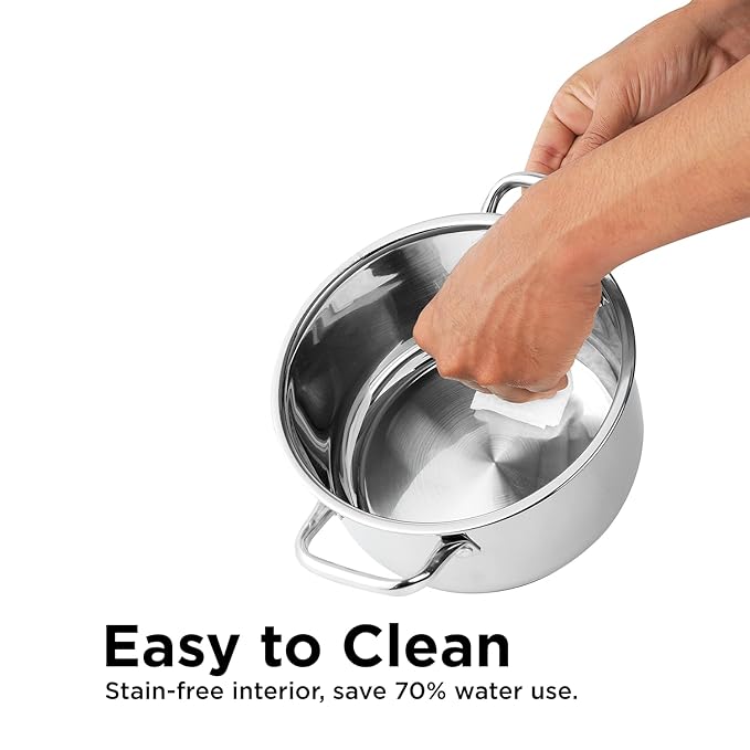 Vinod Mainz Stainless Steel Cookware set of 2 | 1.2 and 2 Litre Saucepot with Glass Lid | SAS Bottom | Biryani Pot