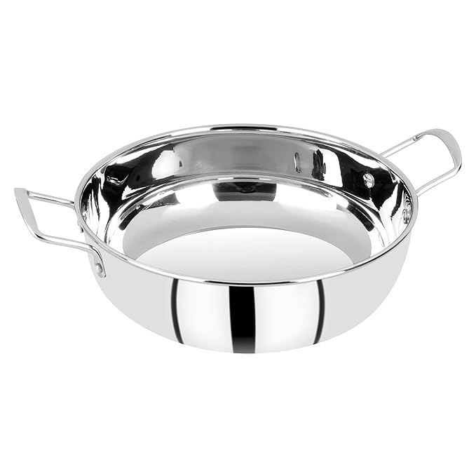 Bergner Essential Stainless Steel 20 Cm Kadhai With | 2 Liters Capacity