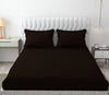 Fresh From Loom Breathable Queen Size Flat Solid Bedsheets Hotel & Home Double Bedsheet Set with 2 Pillow Covers 144 TC Coffee