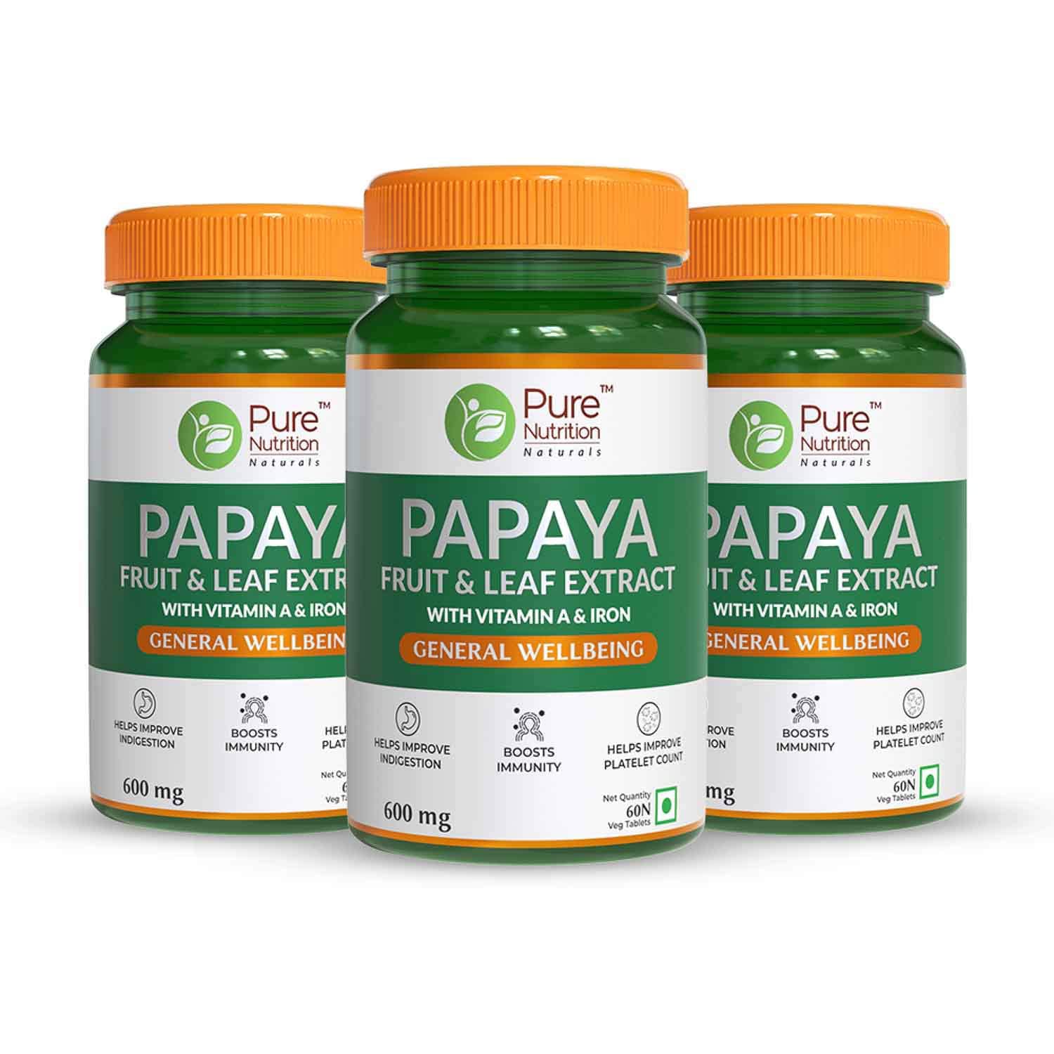 Pure Nutrition Naturals Papaya Leaf and Fruit Extract - 60 tabs