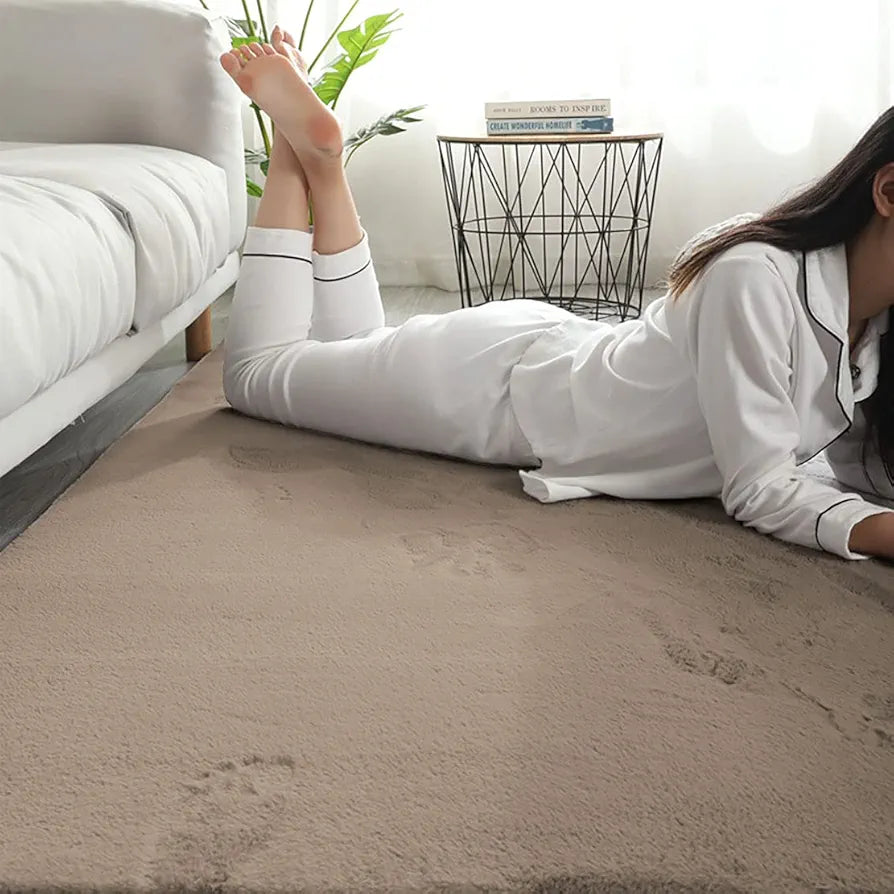 Luxe Home International Ruffle Floor Rug 4 X 6 Ft Colour Taupe