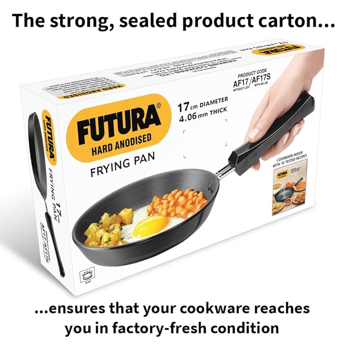 Hawkins Futura 17 cm Frying Pan Hard Anodised Fry Pan with Stainless Steel Lid