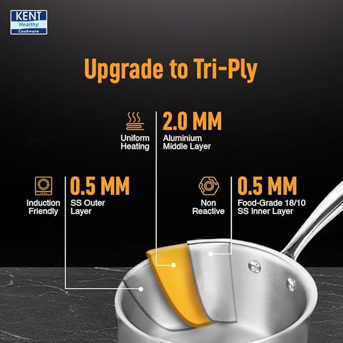 Kent Triply Sauce Pan 16 Cm With Ss Lid 1.5 L