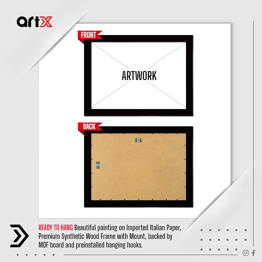 ArtX Modern African Women Wall Art Painting Abstract Synthetic Wood Framed Picture