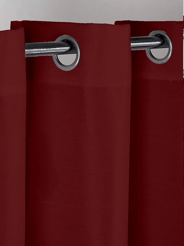 Divine Casa Micro Satin Semi Blackout Door Curtain 7 Feet  Colour Maroon Room Darkening Polyester Panel with Metal Eyelets (Pack of 1)