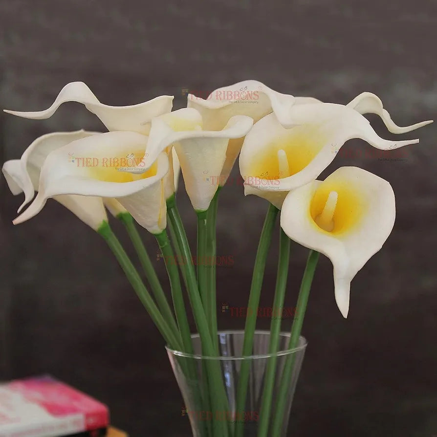 Artificial Calla Lily Flowers Bunch for Vase and Flower Pots Silk 10 Pcs