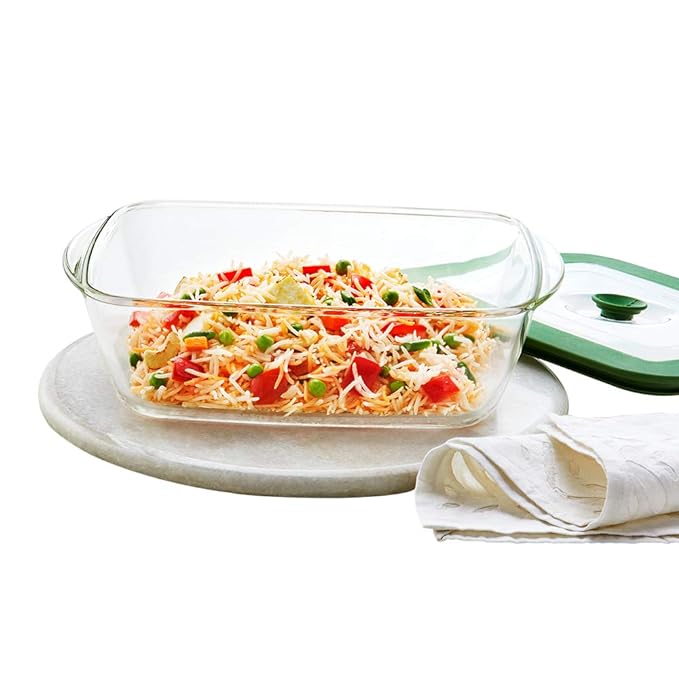 Borosil Glass Dish With Lid | 2600ml | Transparent