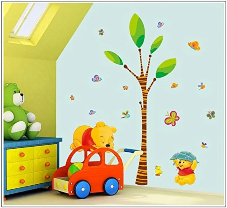 Jaamso Royals Winnie Pooh Butterfly Wall Stickers for Kids Rooms Boys Rooms Décor Wall Decals