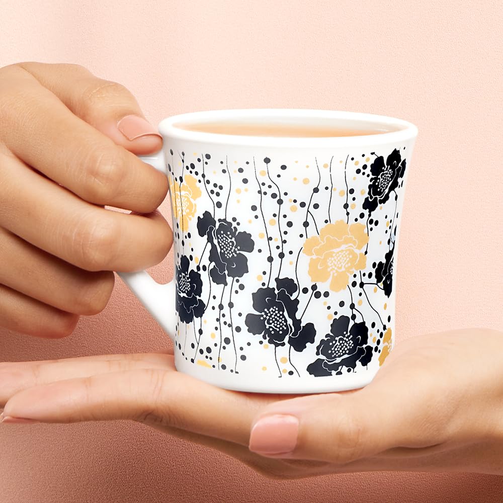 Larah by Borosil Crysta Series Dreamer Opalware Mug | Set of 6 Tea/coffee Mugs | 160 Ml Each