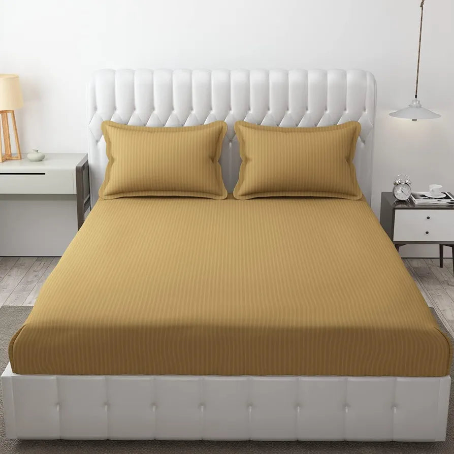 Fresh From Loom Breathable Queen Size Flat Solid Bedsheets Hotel & Home Double Bedsheet Set With 2 Pillow Covers 144 TC