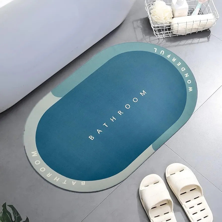 Status Contract Blue Bathroom Water Absorbing Mat Colour Blue