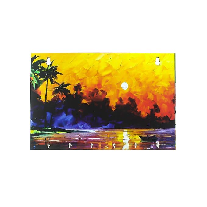 Ecraftindia Naturre View Theme Wooden Key Holder With 6 Hooks