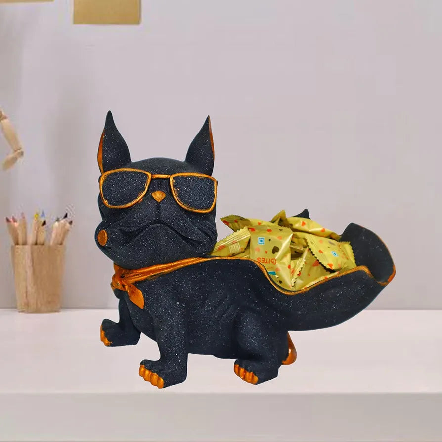 Jaipur Ace Resin Cool Bulldog Design Storage Holder Dog Showpiece Animal Figurines