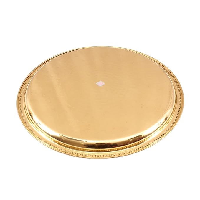 Indian Art Villa Hammered Brass Serving Plate 14.1