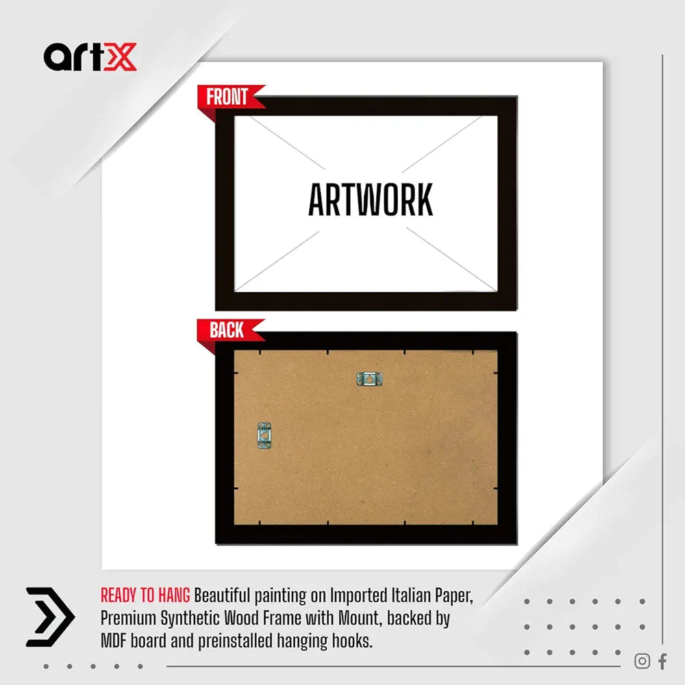 ArtX Paper Pencil Colors Mysterious Eyes Framed Wall Art Painting Set of 1