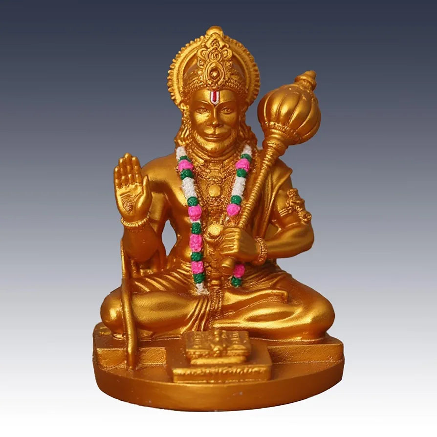 Unovate Resin Hanuman Idol for Car Dashboard Gold 10 Cm,8 Cm