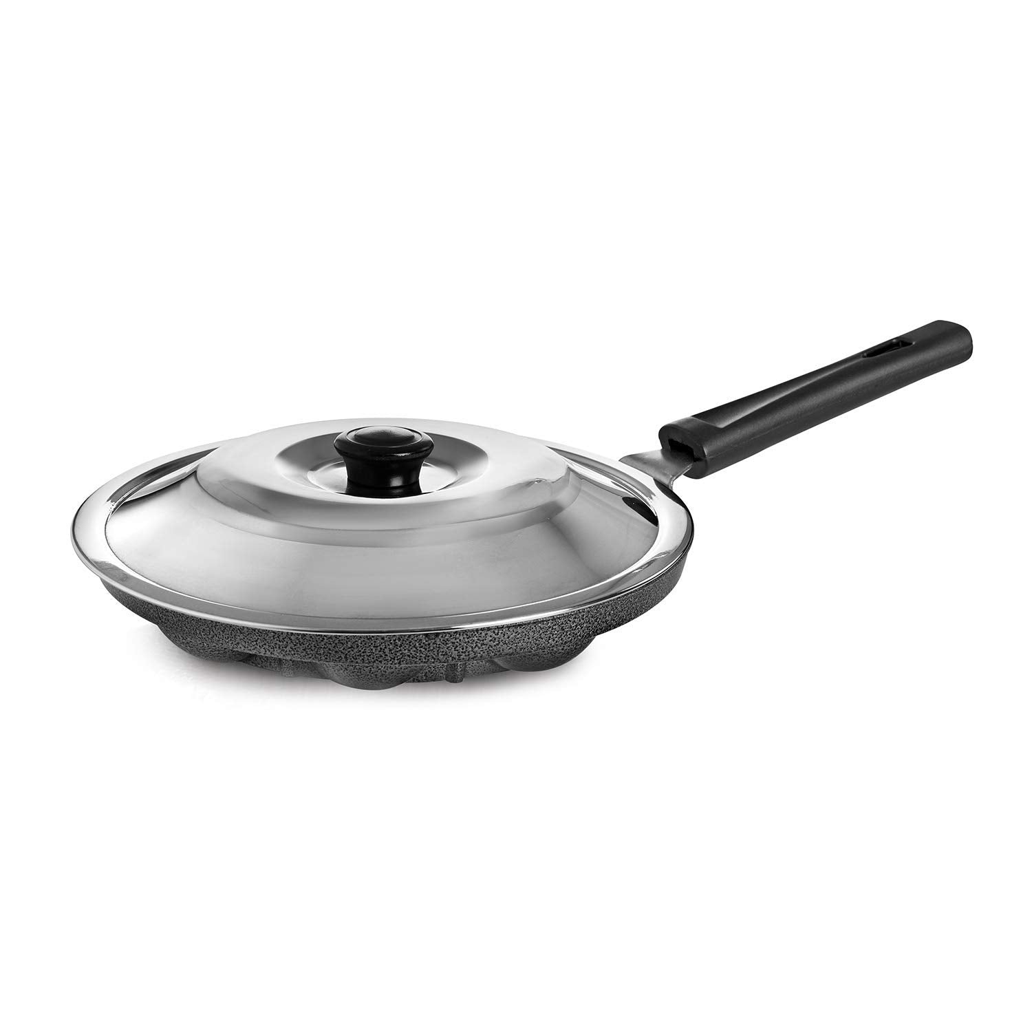 Cello Appam Patra With Stainless Steel Lid Non-stick Heavy Duty Aluminium