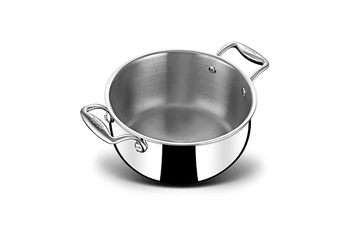Stahl Artisan Triply Stainless Steel Belly Saucepot With Lid | Induction Base Casserole | Briyani Pot/ Handi | Stew Pot | 3.2 Litres | 20 Cm