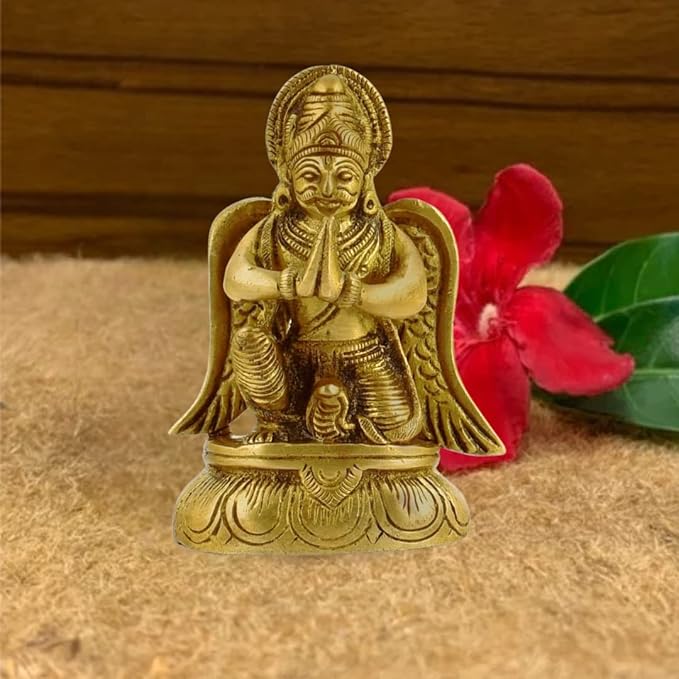 The Advitya Brass Garuda Idol Statue Vishnu Vahan | Vishnu's Vehicle Eagle Murti | Home Decor/ Office/ Gifting Item