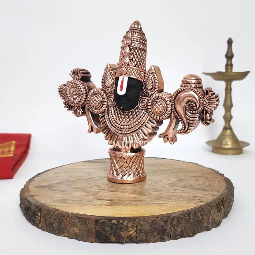 Gold Art India Lord Venkateswara Balaji Idol Copper-Plated Antique Matte Finish