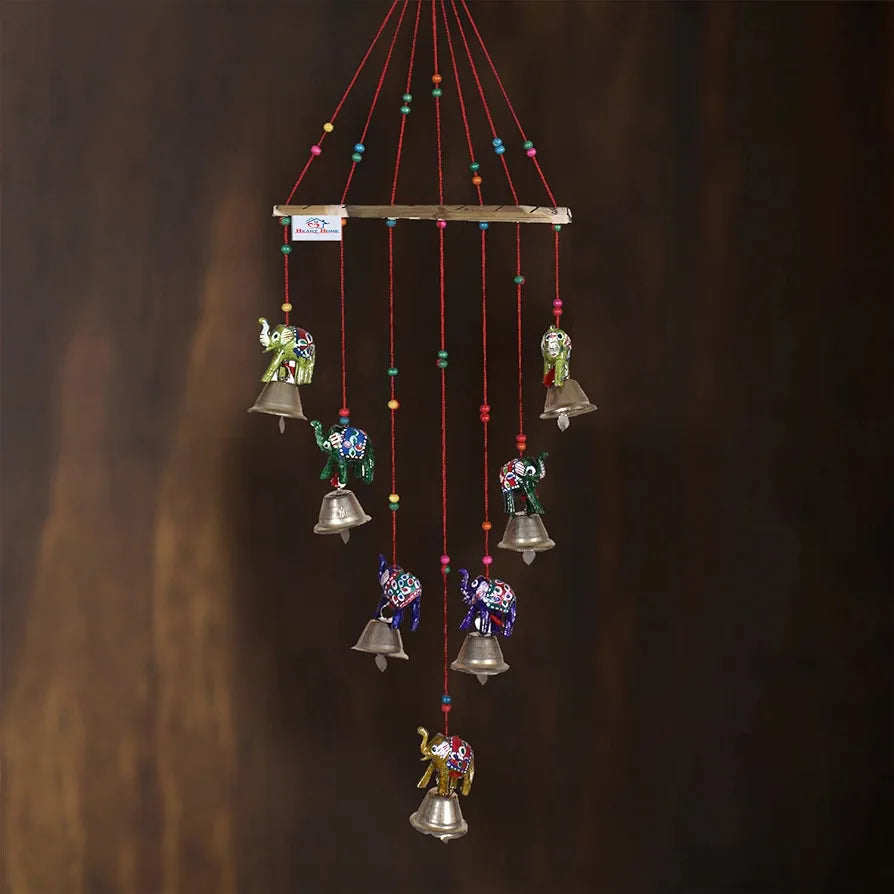 Heart Home Handcrafted Rajasthani Traditional Windchimes Wooden Wall Hanging Toran