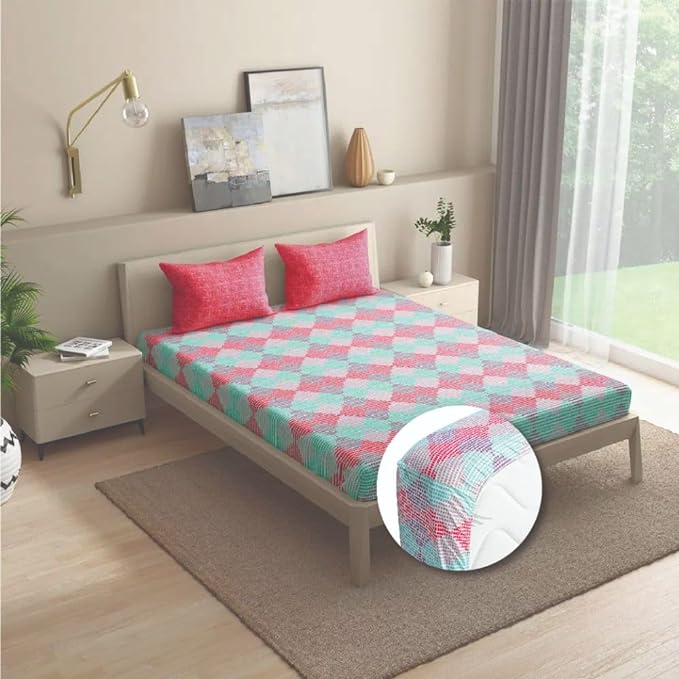 Wakefit Bedsheet For King Size Bedsheet King Size Bed 2 Pillow Covers Elastic Sheet Emerge Multicolor