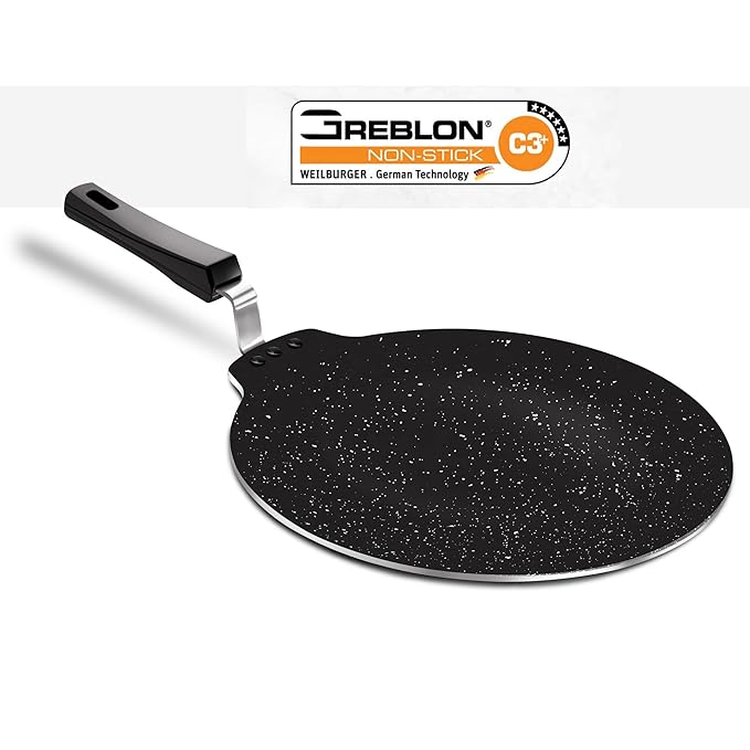 Milton Pro Cook Granito Induction Aluminium Dosa Tawa Without Edge, 30 cm, Black