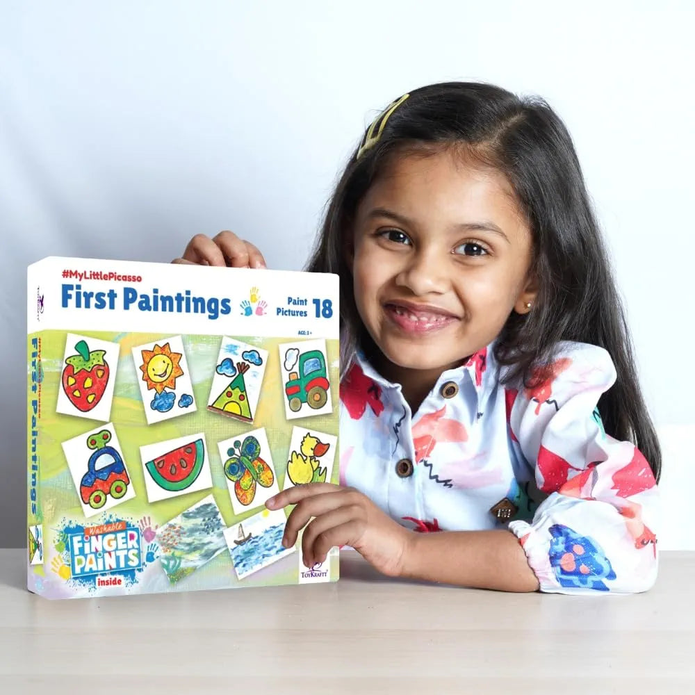 Toykraftt Finger Painting Kit Art Activity Kit Gift for for 3 to 5 Years Old| Washable Finger Paints| Art and Craft Kid for Toddlers| Child Safe Paints - Green