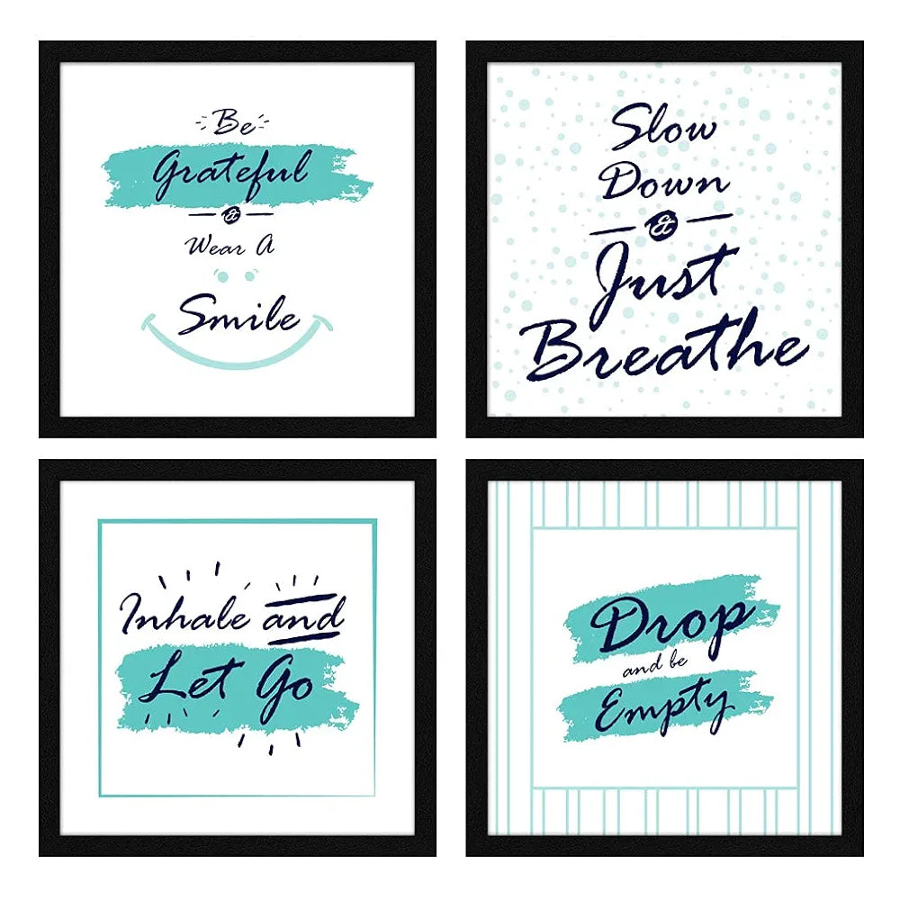 ArtX Paper Inspirational Smile Quote Wall Art Painting Set of 4