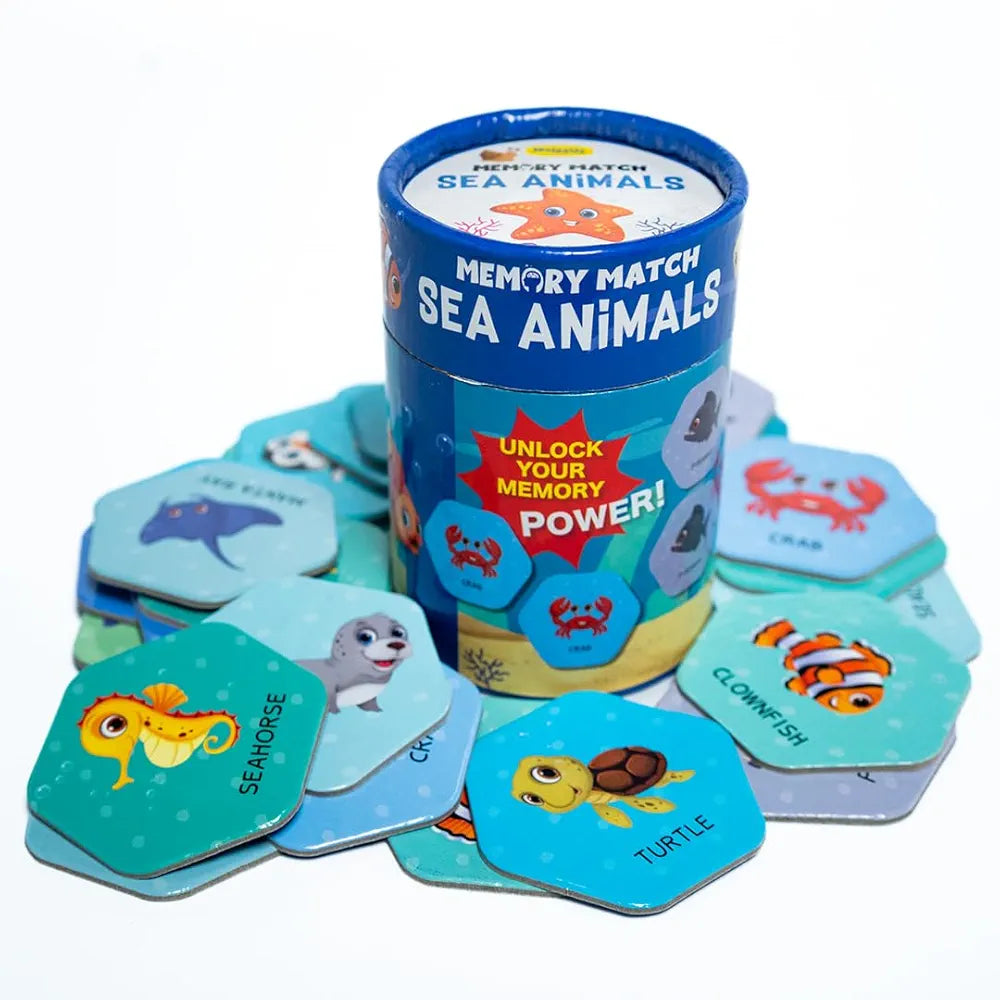 THE BOOK TREE Memory Match Game: Sea Animals – 24 Durable Cards, 12 Ocean-Themed Pairs, Brain-Boosting Educational Game for Kids, Toddlers, and Families