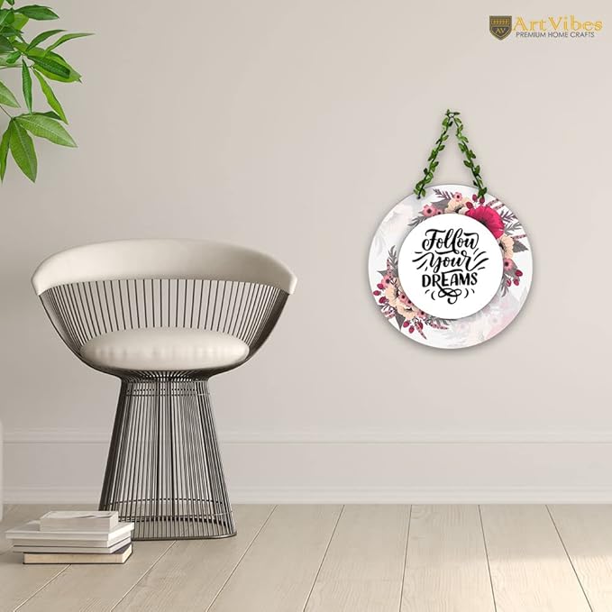Artvibes Follow Your Dreams Wall Hanging for Home | Mdf Wooden Wall Hanger for Wall Decoration