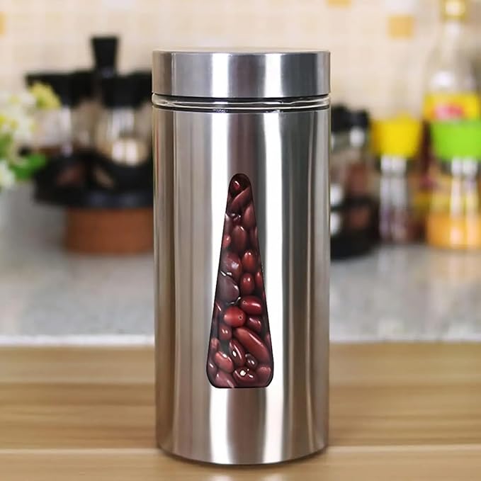 Femora Kitchen Storage Jars Steel Finish With See Through Window Jar | 1300 Ml | Set of 4