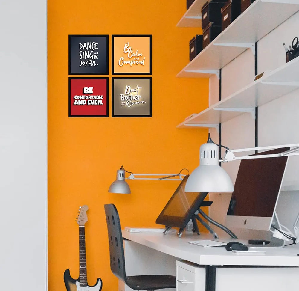 ArtX Paper Motivational Quotes Be Calm Wall Art Painting Set of 4