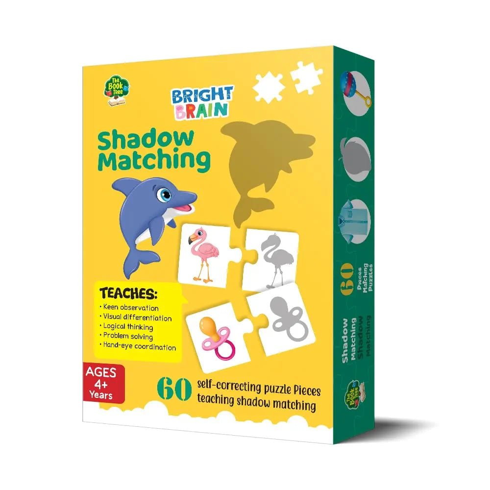 The Book Tree Bright Brain Shadow Matching 60  Piece Jigsaw Puzzle for Preschoolers, Educational Toy for Learning Matching Pictures, Gifts for Kids Ages 3 to 6 by Majestic Book Club