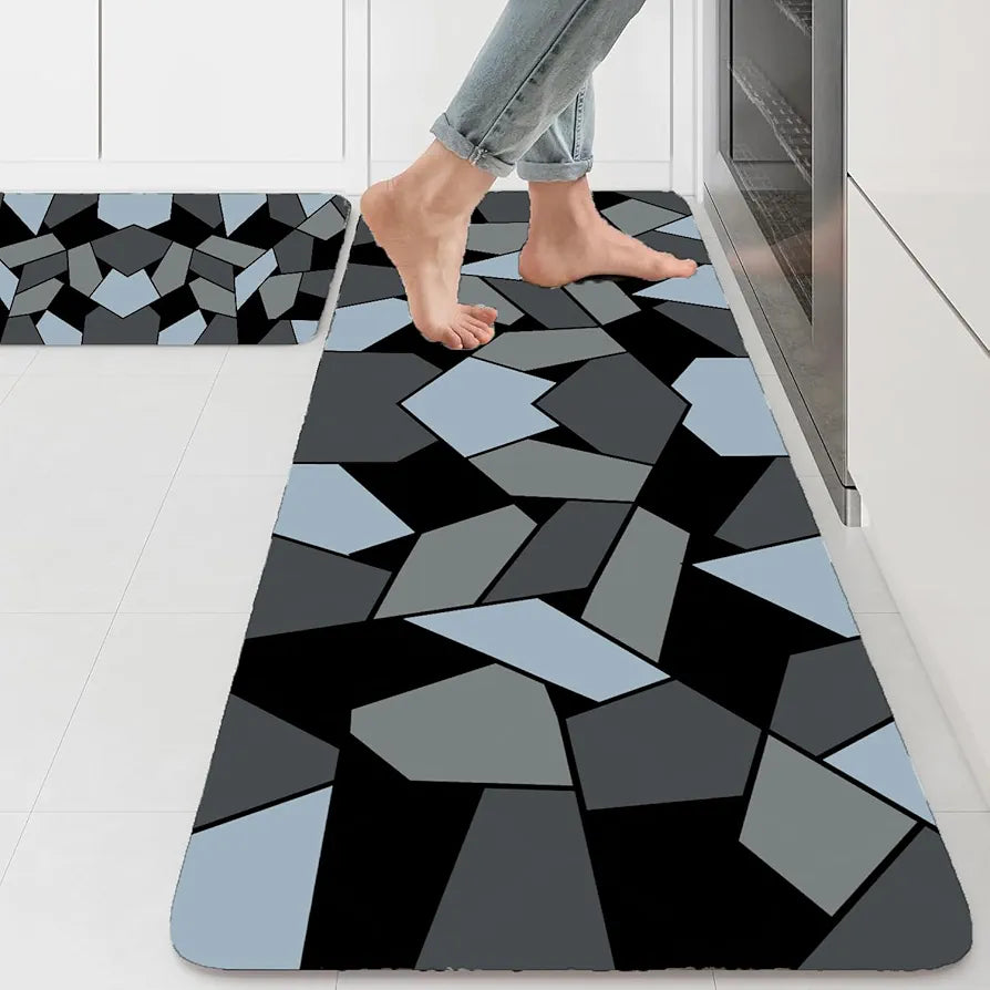 Ishro Home Kitchen Mats For Floor Anti Slip Waterproof Set Of 2 Pcs Colour Crystals