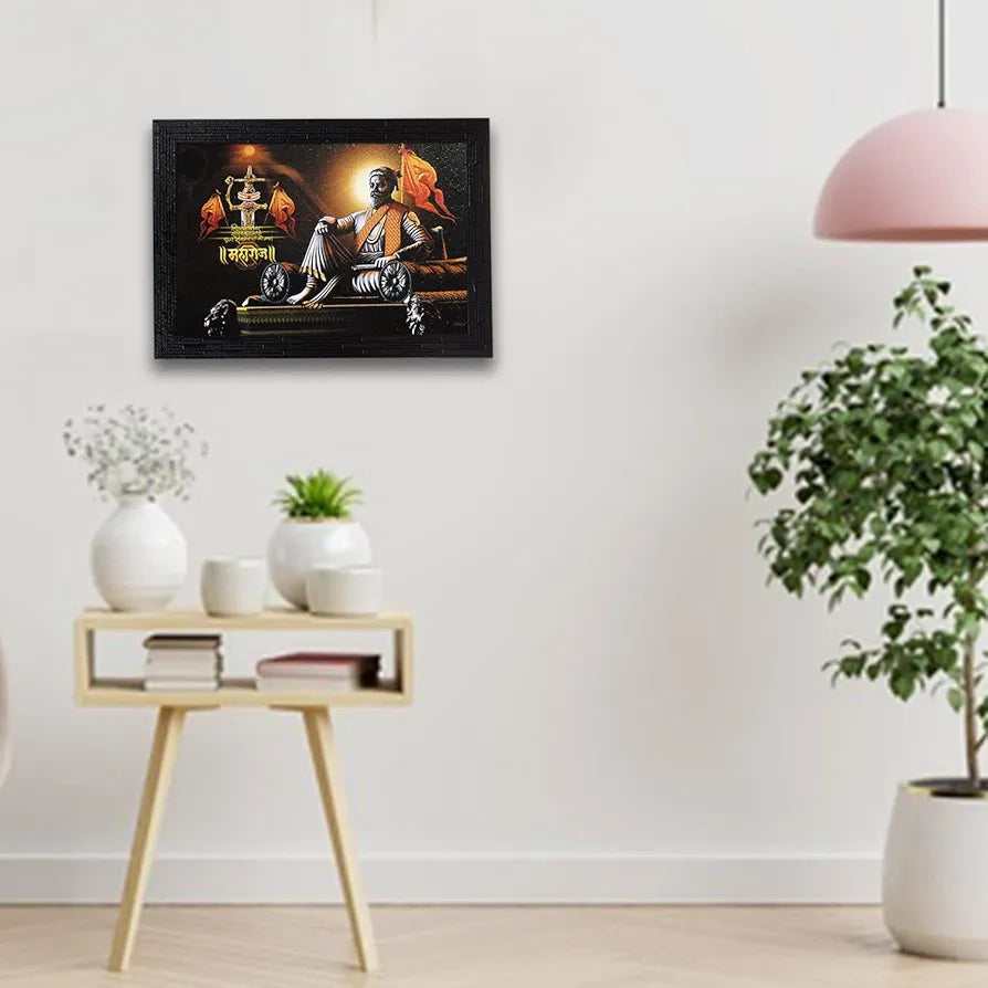 Lifehaxtore Wooden Framed Painting of Shri Shivaji Maharaj