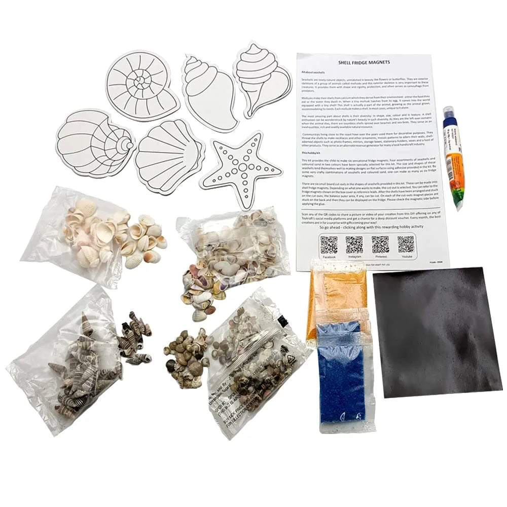 TOYKRAFTT Art N Craft Kit for Kids, Creative & DIY Toys, Kids Activity for Age of 8+ Year - Seashells Fridge Magnets