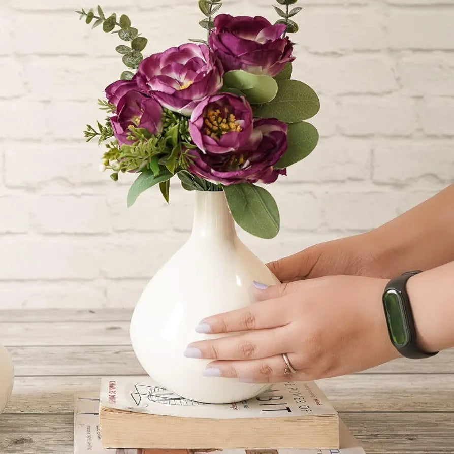 Behoma Metal Flower Vase Off White Tall Vase Flowers not Included