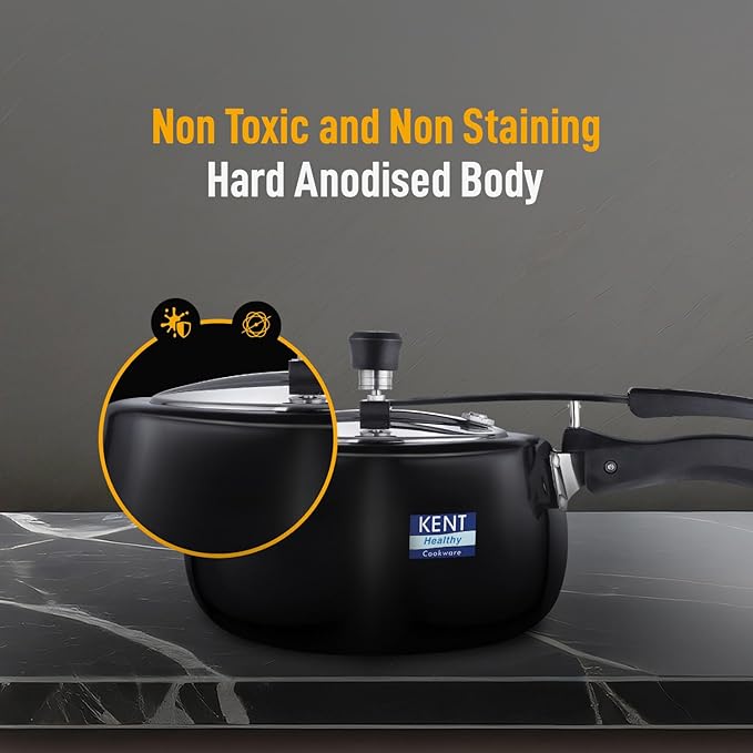 Kent Hard Anodised Cooker With Ss Inner Lid | 3 Litre - 1840 gms