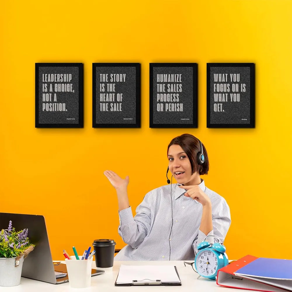 ArtX Paper Business Sales & Marketing Motivational Quotes AXF00192-MOT Wall Frames Set of 4