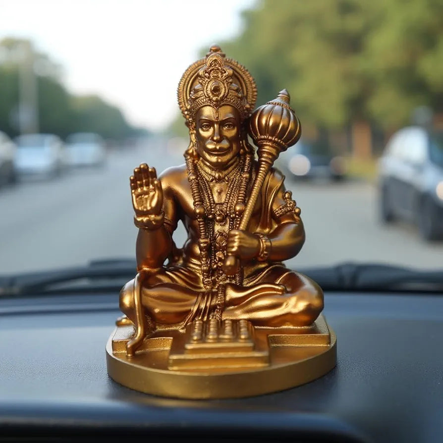Unovate Lord Hanuman Idol for Car Dashboard Gold