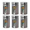 Femora Kitchen Storage Jars Steel Body With See Through Window Jar | 1000 Ml | Pack of 6
