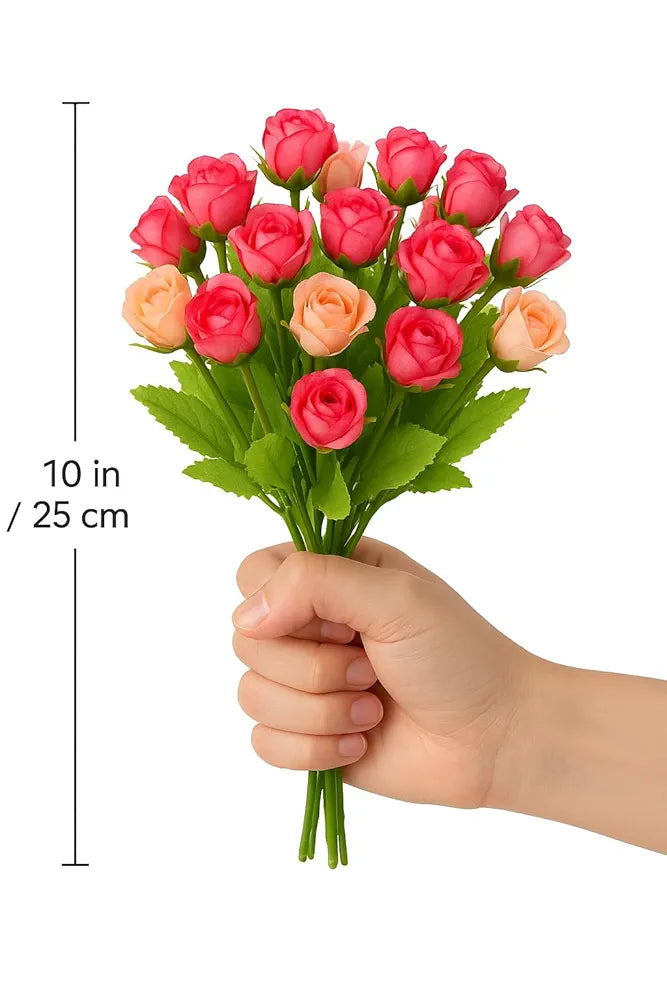 Mini Artificial Peony Flower Bunches Small Set of 4