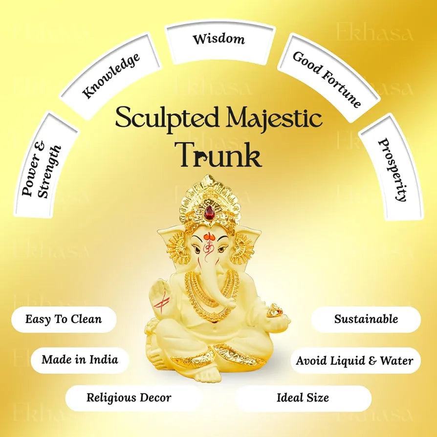 Ekhasa Ganesh Idol for Car Dashboard Ivory 1